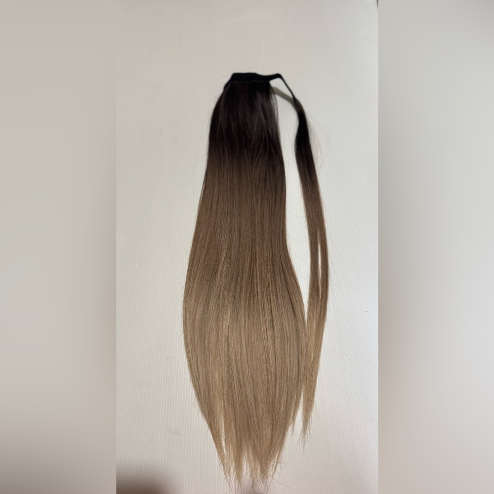 Balayage Wrap-Around Ponytail – Ombre Brown to Ash Blonde 32 “Extension - Picture 9 of 15